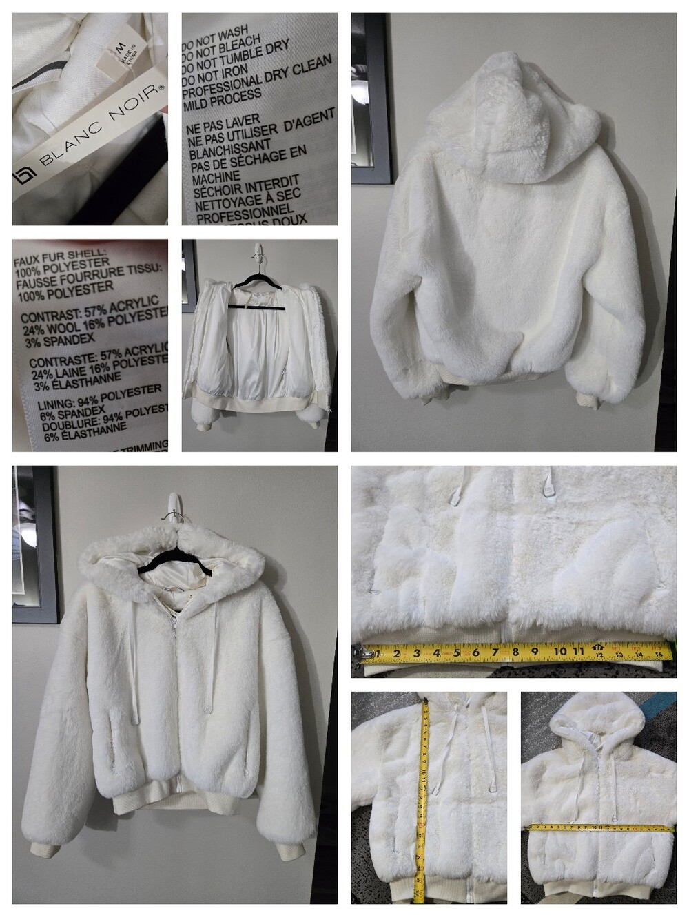 Blanc Noir Cozy Aspen Faux Fur cropped Jacket, M